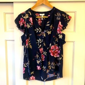 Joie Crisbell Silk Flutter Sleeve Blouse